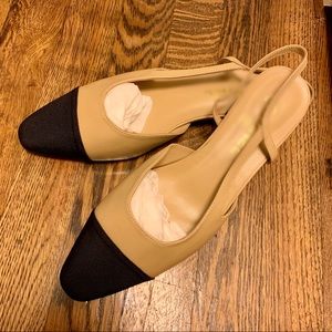 Beautiful Two Tone genuine leather slingback flat